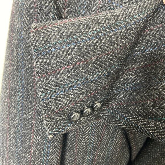 Moores Harris Tweed Men's 40 R Black Scottish Wool Blazer Sports Jacket - Picture 4 of 11